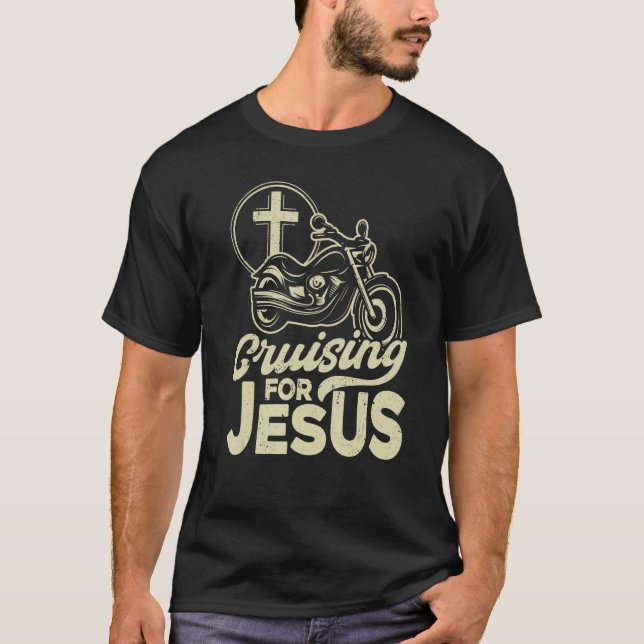 Camiseta Christian Motorcycle Biker Cruzando Por Jesus Fait (Frente)