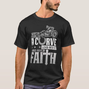 Camiseta Christian Motorcycle Biker Life Joga Uma Curva