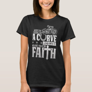 Camiseta Christian Motorcycle Biker Life Joga Uma Curva