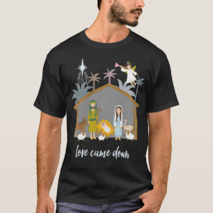 Camiseta Christian Nativity Christmas Manger Love Came Down