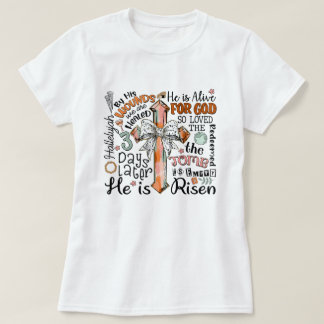 Camiseta Christian Páscoa Cross Ele é Risen