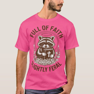 Camiseta Christian Racoon Jesus God Full Of Faith Slightly 