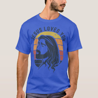 Camiseta Christian Retro Jesus Te Ama Deus Mantém Seu Baile