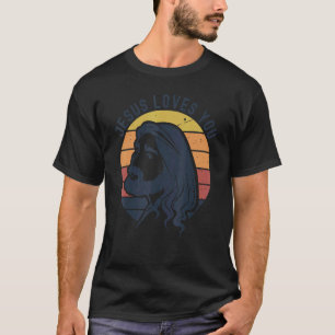 Camiseta Christian Retro Jesus Te Ama Deus Mantém Seu Baile