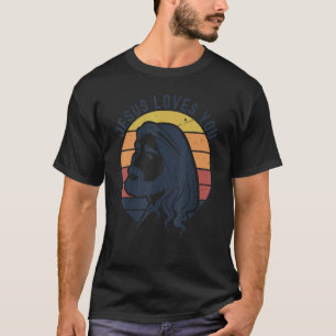 Camiseta Christian Retro Jesus Te Ama Deus Mantém Seu Baile