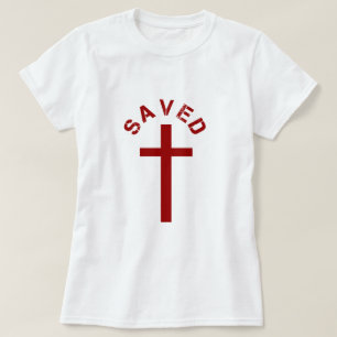 Camiseta Christian Saved Red Cross e Design de texto