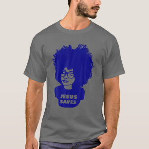 Camiseta Christian Shiirt Jesus salva cabelo natural afro