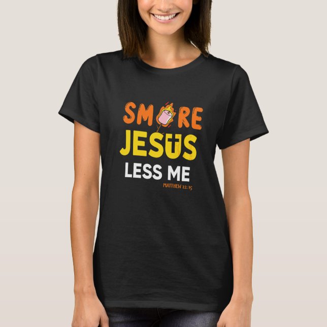 Camiseta Christian Smore Jesus Menos Eu Acampando Chocola (Frente)