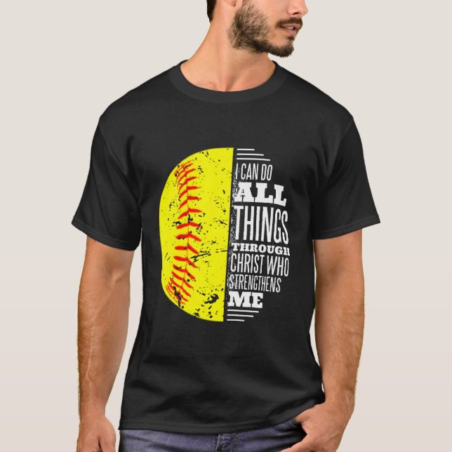 Camiseta Christian Softball Posso Fazer Tudo Através De Chr (Frente)