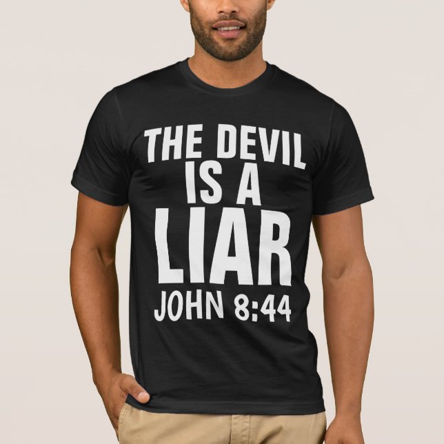 Camiseta Christian T-Shirts, O DIABO É UM MENTIROSO (Frente)