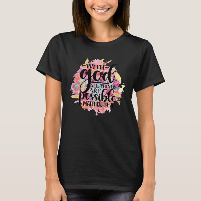 Camiseta Christian With God All Things Are Possible Bible W (Frente)