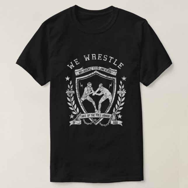 Camiseta Christian Wrestling Shirt with Bible Verse (Frente do Design)