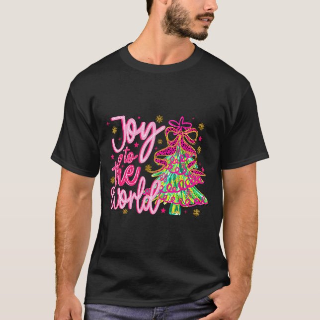 Camiseta Christian Xmas Tree Holiday Christmas Joy To The W (Frente)
