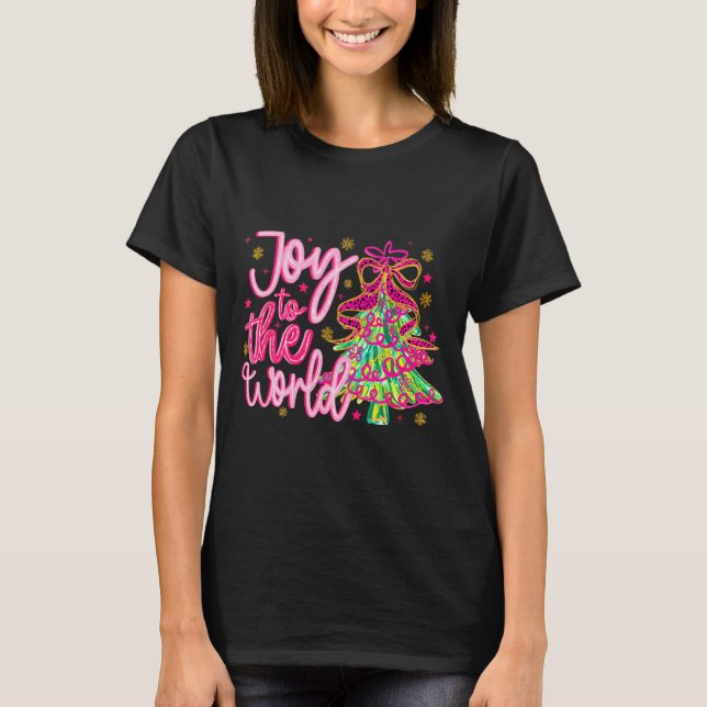 Camiseta Christian Xmas Tree Holiday Christmas Joy To The W (Frente)
