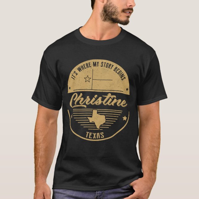 Camiseta Christine Texas É onde minha história começa (Frente)