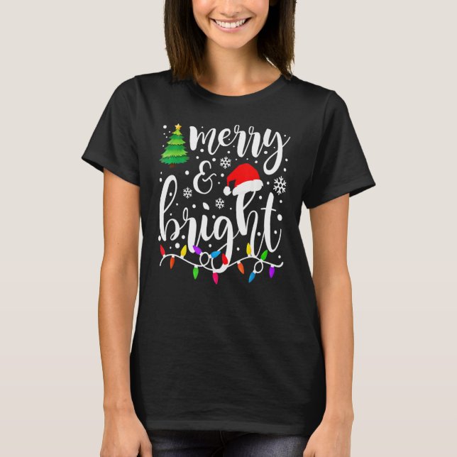 Camiseta Christma Da Família Das Luzes De Natal Brilhantes  (Frente)