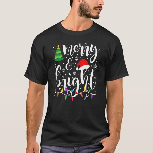 Camiseta Christma Da Família Das Luzes De Natal Brilhantes  (Frente)
