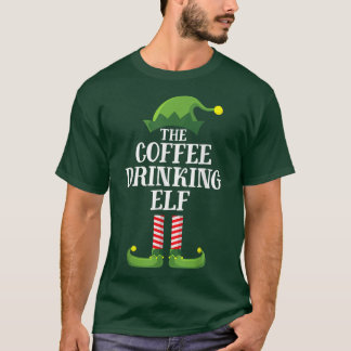 Camiseta Christma do Grupo Familiar Elf de Bebendo de Café