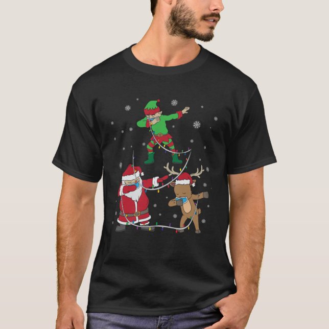 Camiseta Christmas 2020 Dabbing Santa Elf Reindeer Face Mas (Frente)