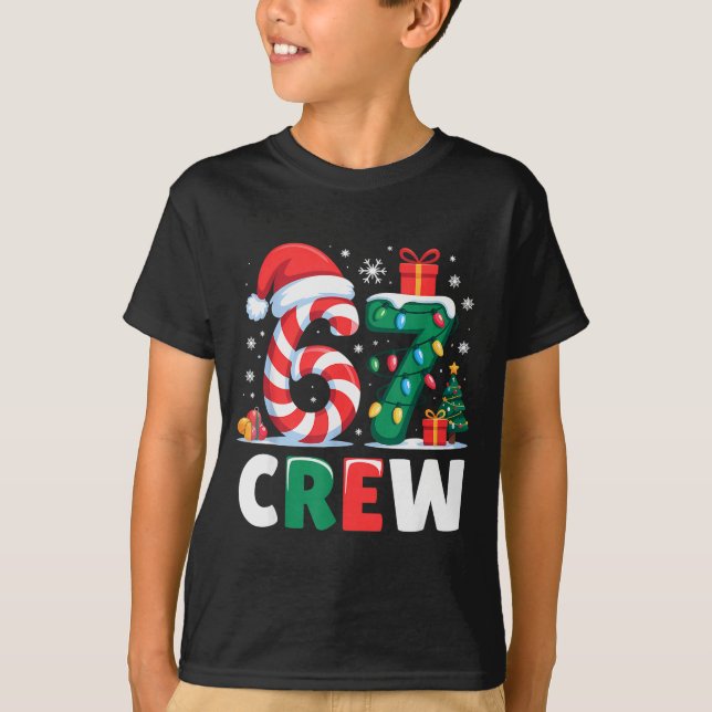 Camiseta Christmas 67 Crew Brainrot Funny Candy Cane Lights (Frente)