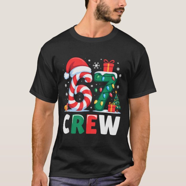 Camiseta Christmas 67 Crew Brainrot Funny Candy Cane Lights (Frente)