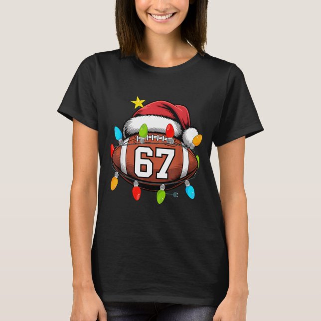 Camiseta Christmas 67 Meme Football Santa Hat Funny Xmas Bo (Frente)