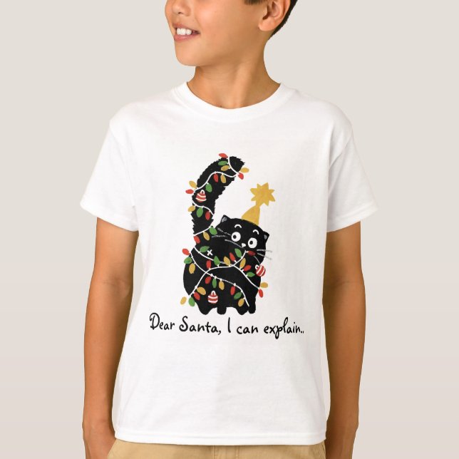 Camiseta Christmas Aesthetic Santa Cat Cute Funny (Frente)