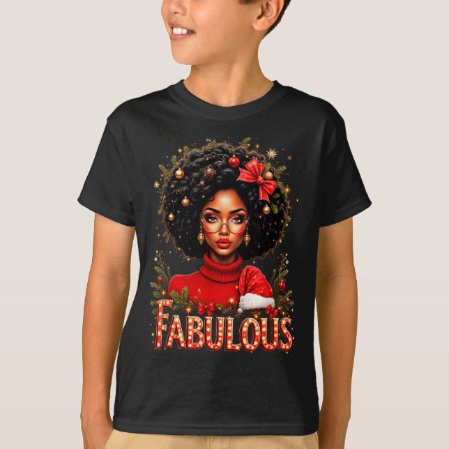 Camiseta Christmas African American Melanin Afro Sleigh Que (Frente)