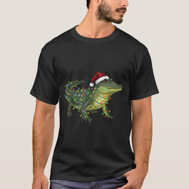 Camiseta Christmas Alligator Holiday Reptile Funny Festive  (Frente)