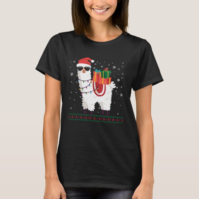 Camiseta Christmas Alpaca   Llama Ugly Christmas (Frente)