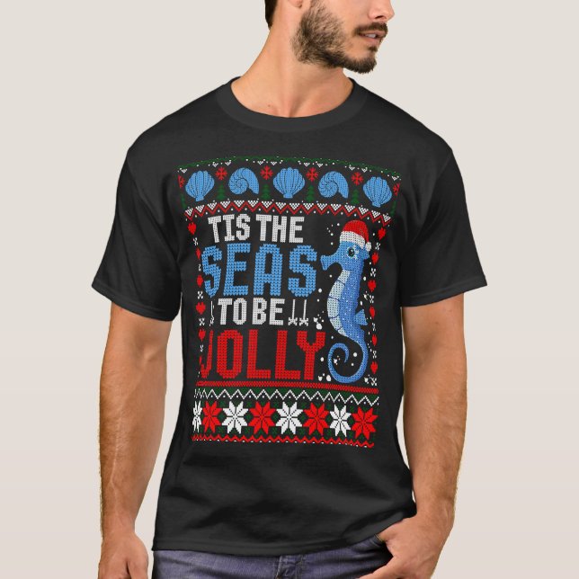 Camiseta Christmas At The Beach  Tis The Seas To Be Jolly U (Frente)