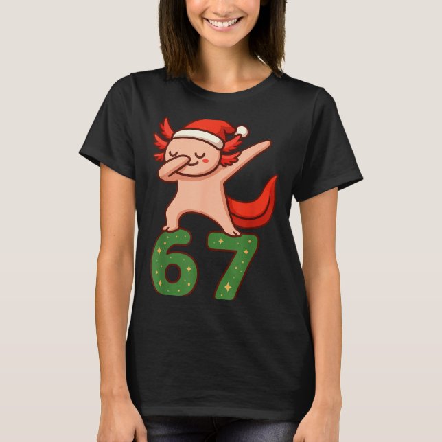 Camiseta Christmas Axolotl Dabbing 67 Meme Six Seven Funny  (Frente)
