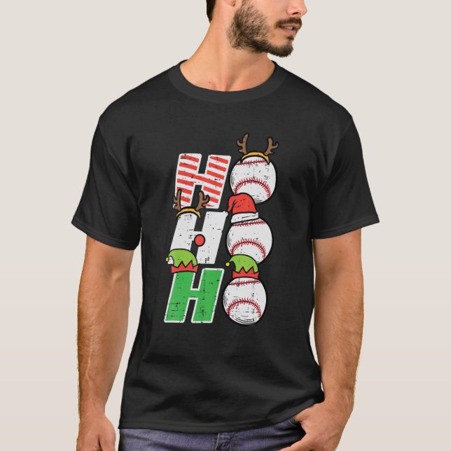 Camiseta Christmas Baseball Ho Ho Ho Funny Xmas Sports Men (Frente)