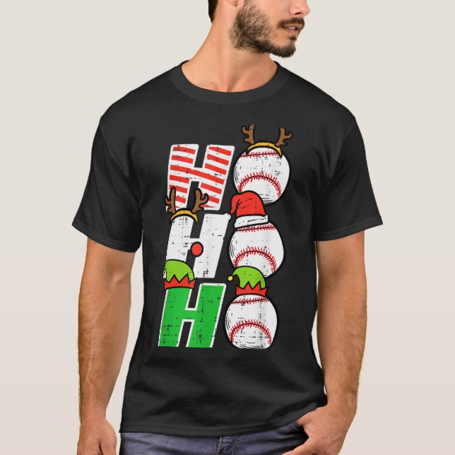 Camiseta Christmas Baseball Ho Ho Ho Funny Xmas Srts Men Bo (Frente)