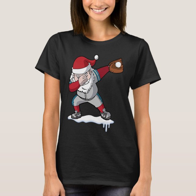 Camiseta Christmas Baseball Santa Claus Quarterback Boys Ki (Frente)