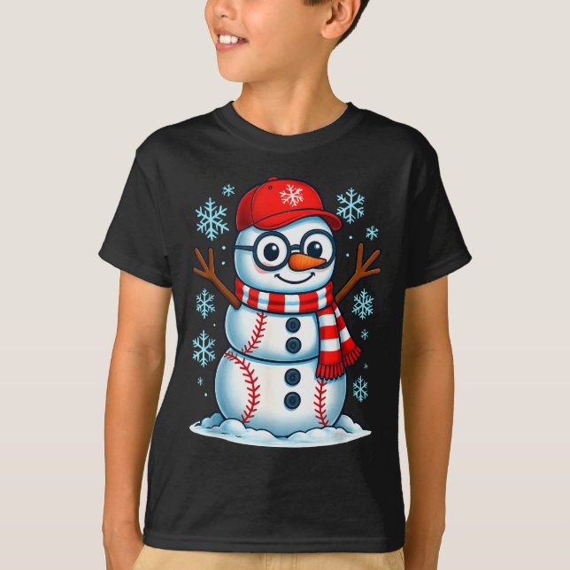 Camiseta Christmas Baseball Snowman Xmas Pajamas Women Men  (Frente)