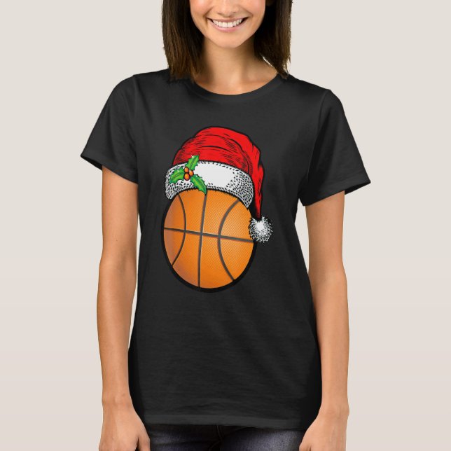 Camiseta Christmas Basketball Ball Santa Hat Xmas Sport For (Frente)