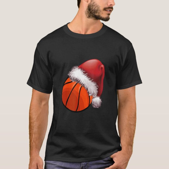 Camiseta Christmas basketball For Kids Men Ball Santa Pajam (Frente)