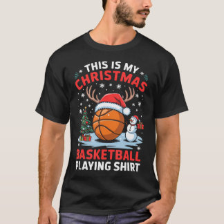 Camiseta Christmas Basketball Player Santa Hat Basketball C