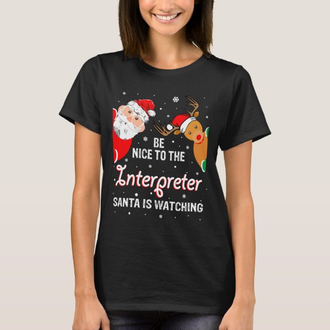 Camiseta Christmas Be Nice To The Interpreter Santa Long Sl (Frente)