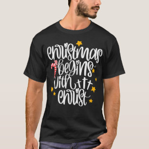 Camiseta Christmas Begins With Christ Christian Religious