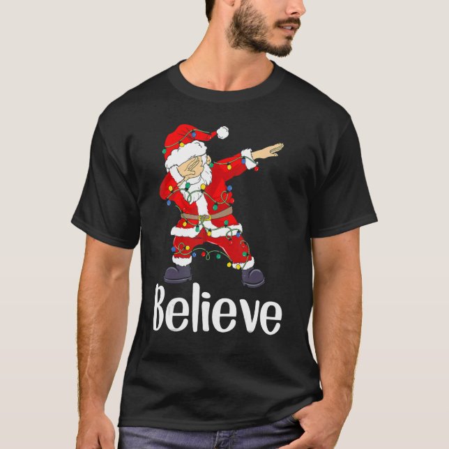 Camiseta Christmas   Believe Dabbing Santa Claus Kids Boys  (Frente)