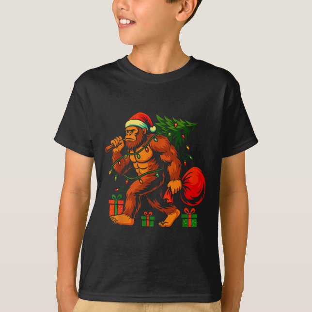 Camiseta Christmas Bigfoot Costume Men Boy Sasquatch Xmas T (Frente)