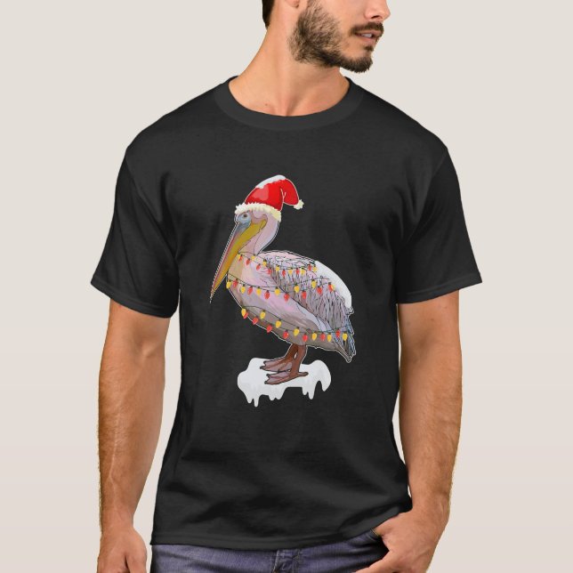 Camiseta Christmas Bird Pelican Santa Hat Costume Bird Love (Frente)