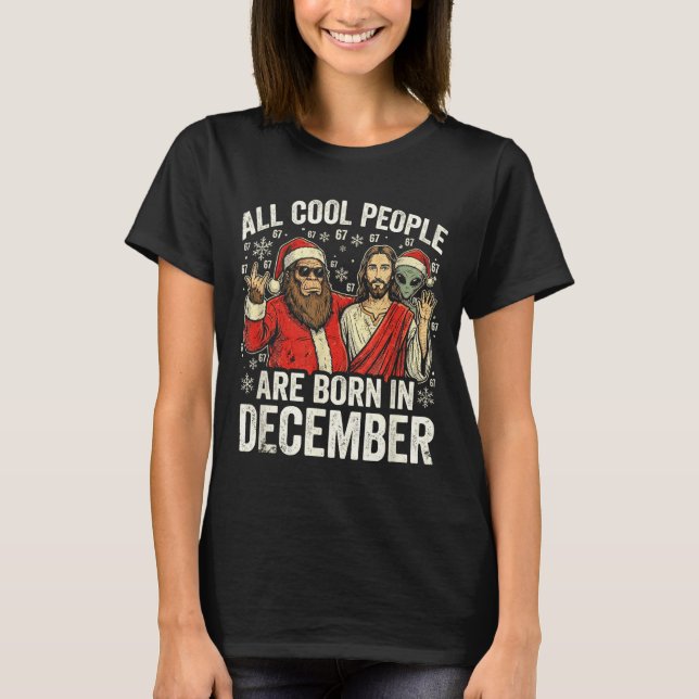 Camiseta Christmas Birthday Humor Funny Jesus Born In Decem (Frente)