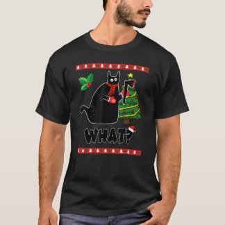 Camiseta Christmas Black Cat What  Xmas Costume for party