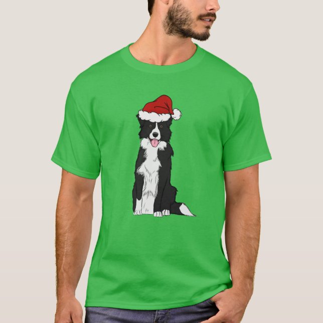 Camiseta Christmas Border Collie retro (Frente)