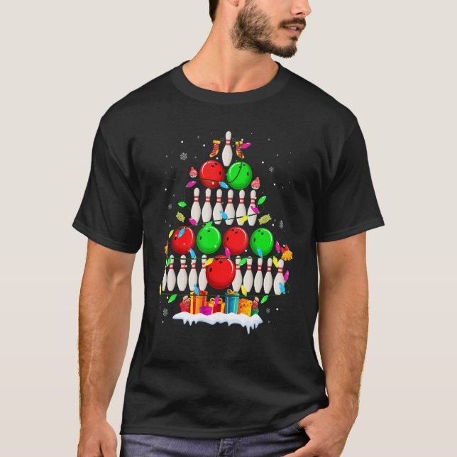 Camiseta Christmas Bowling Tree  For Bowling  Men Women (Frente)