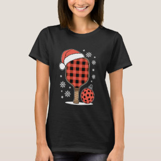 Camiseta Christmas Buffalo Plaid Pickleball Paddle with San