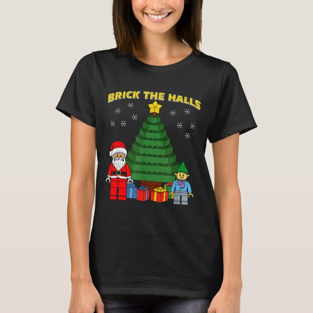 Camiseta Christmas Building Bricks Brick The Halls Block Bu (Frente)